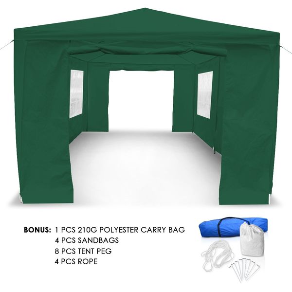 3x6m Green Walled Waterproof Outdoor Gazebo