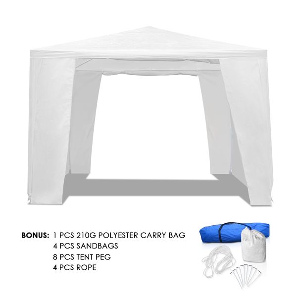 3x3m White Walled Waterproof Outdoor Gazebo