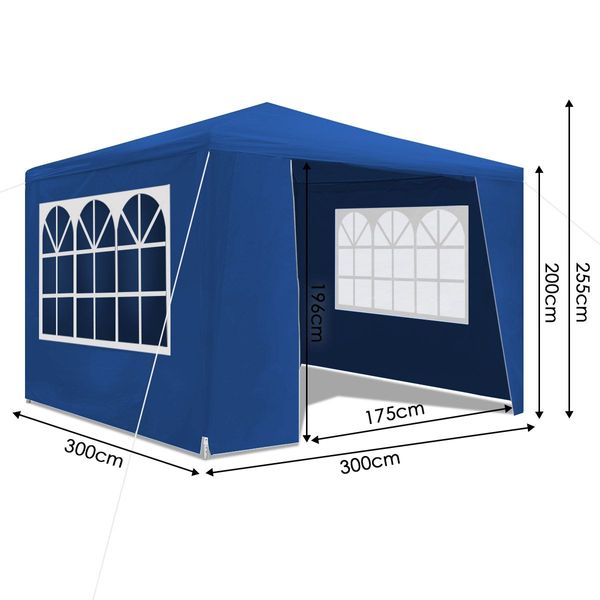 3x3m Blue Walled Waterproof Outdoor Gazebo