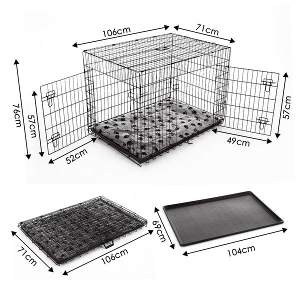 Dog Crate Puppy Cage Cat Crate Kennel Rabbit House with Bed Collapsible XL 42"