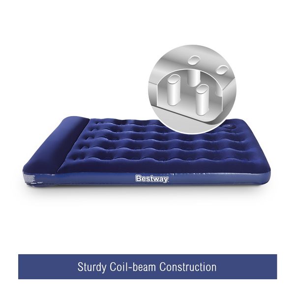 Bestway Double Inflatable Mattress Built-in Pillow Foot Pump 