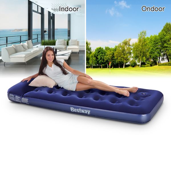 Bestway Single Inflatable Mattress Built-in Pillow Foot Pump