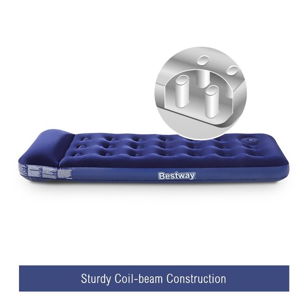 Bestway Single Inflatable Mattress Built-in Pillow Foot Pump