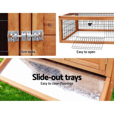 i.Pet Chicken Coop 155cm x 49cm x 90cm Rabbit Hutch Large Run Wooden Cage House Outdoor