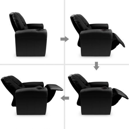 Keezi Kids Recliner Chair Black PU Leather Sofa Lounge Couch Children Armchair