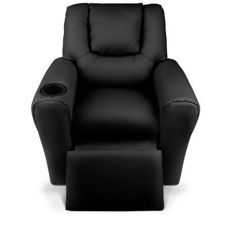 Keezi Kids Recliner Chair Black PU Leather Sofa Lounge Couch Children Armchair