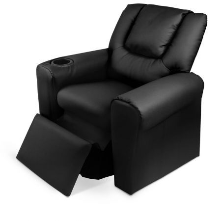 Keezi Kids Recliner Chair Black PU Leather Sofa Lounge Couch Children Armchair