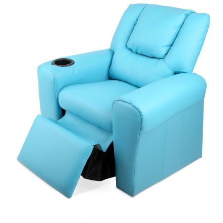 Keezi Kids Recliner Chair Blue PU Leather Sofa Lounge Couch Children Armchair