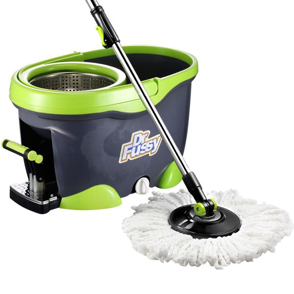 360 Degree Spin Mop & Stainless Steel Dry Bucket with Four Free Mop Heads 