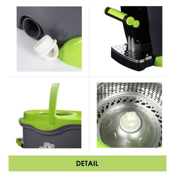 360 Degree Spin Mop & Stainless Steel Dry Bucket with Four Free Mop Heads 