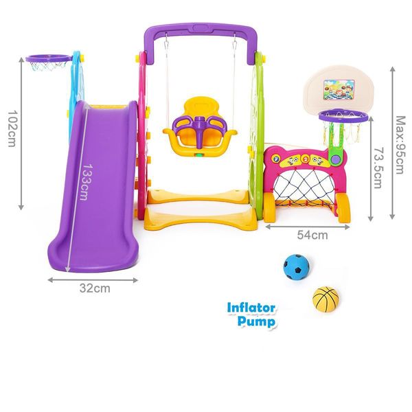 Colorful 7-in-1 Playset with Swing & Slide Toys