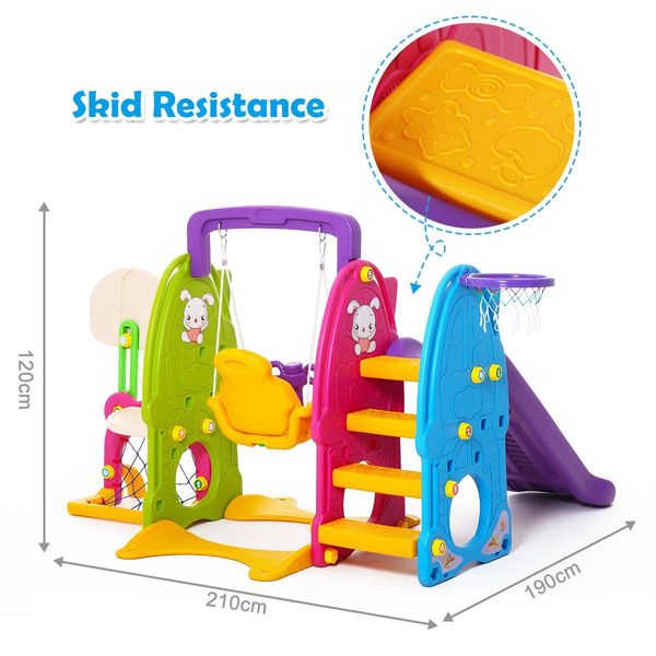 Colorful 7-in-1 Playset with Swing & Slide Toys