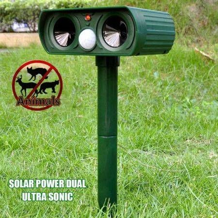 Ultrasonic Solar Power Cat Dog Repeller Outdoor Garden Infrared Sensor Animal Scarer