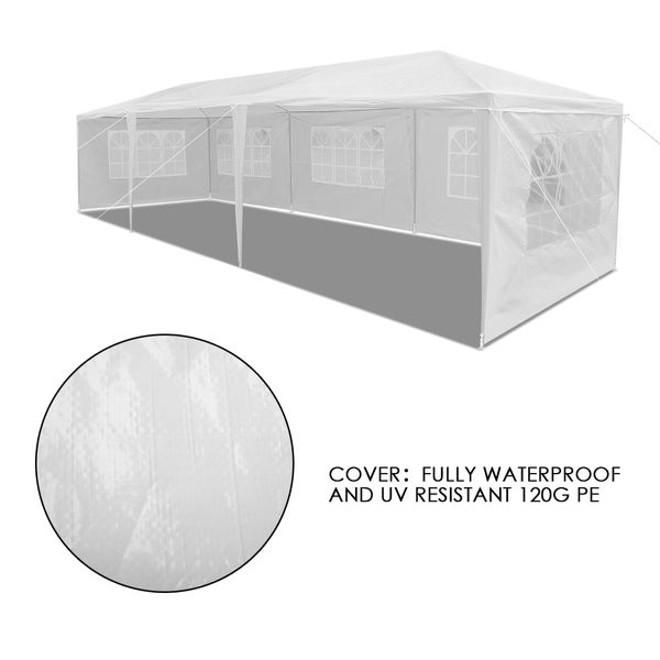 3x9m White Walled Waterproof Outdoor Gazebo