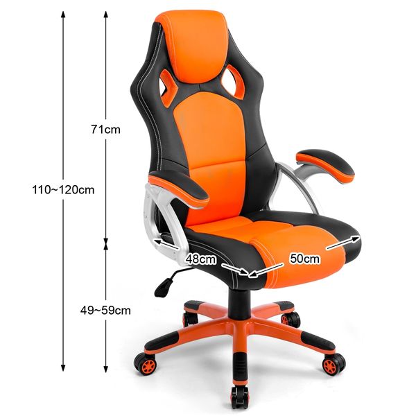 Racing Office Computer Home Gaming Chair-Orange/Black