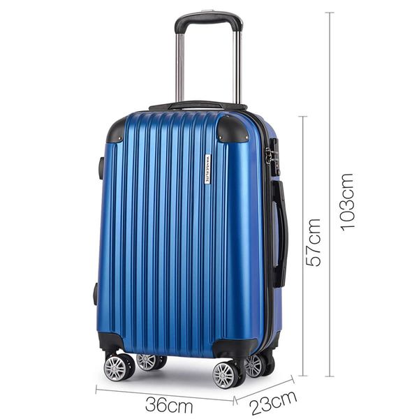 Wanderlite Set of 2 Hard Shell Travel Luggage with TSA Lock - Blue