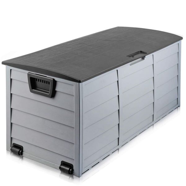 Gardeon Outdoor Storage Box 290L Lockable Organiser Garden Deck Shed Tool Black