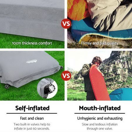 Weisshorn Self Inflating Mattress Camping Sleeping Mat Air Bed Single Grey