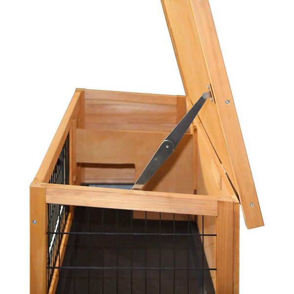 Wooden Rabbit Hutch with Hinged Lid