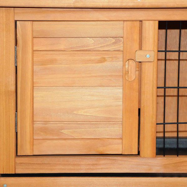 Wooden Rabbit Hutch with Hinged Lid