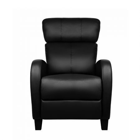 Faux Leather Armchair Recliner - Black