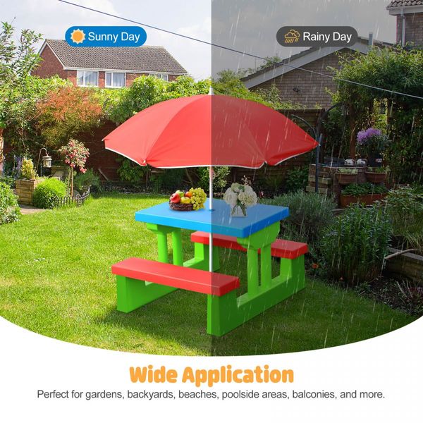 Kids Picnic Table Outdoor Multi-Colour Set with Umbrella