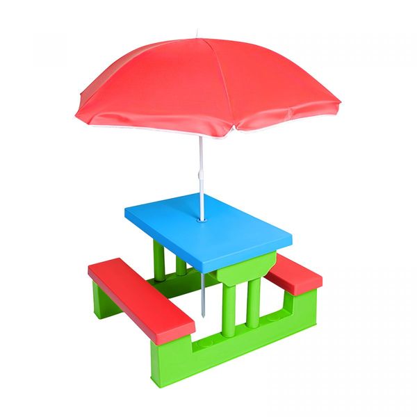 Kids Picnic Table Outdoor Multi-Colour Set with Umbrella