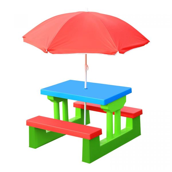 Kids Picnic Table Outdoor Multi-Colour Set with Umbrella