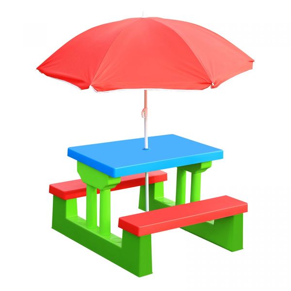 Kids Picnic Table Outdoor Multi-Colour Set with Umbrella