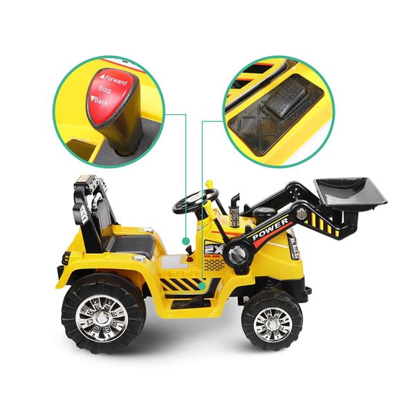 Rigo Kids Electric Ride On Car Bulldozer Digger Loader Remote 6V Yellow