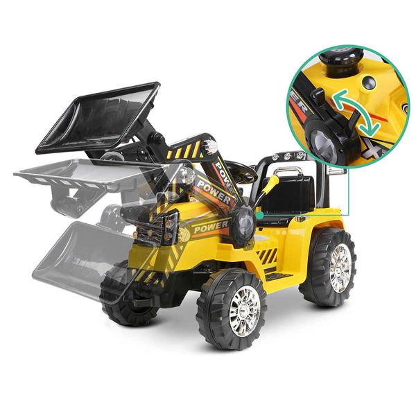 Rigo Kids Electric Ride On Car Bulldozer Digger Loader Remote 6V Yellow