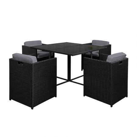 Rio Dining 5 Seater Set - Black and White