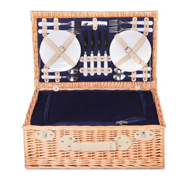 Alfresco 4 Person Picnic Basket Set Insulated Blanket