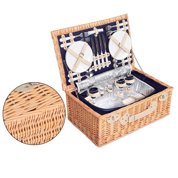 Alfresco 4 Person Picnic Basket Set Insulated Blanket