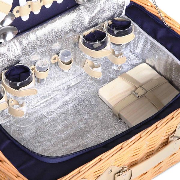 Alfresco 4 Person Picnic Basket Set Insulated Blanket