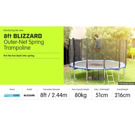 Powertrain Blizzard 8ft Trampoline with Net - Blue