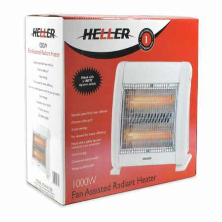 Heller 1000W Fan Assisted Radiant Heater with Safety Tip-Over Switch