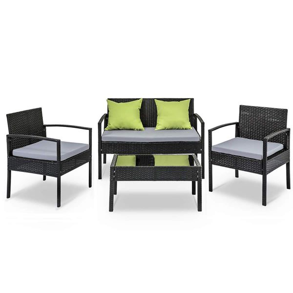 Gardeon Outdoor Sofa Set Wicker Lounge Setting Table and Chairs Patio Furniture