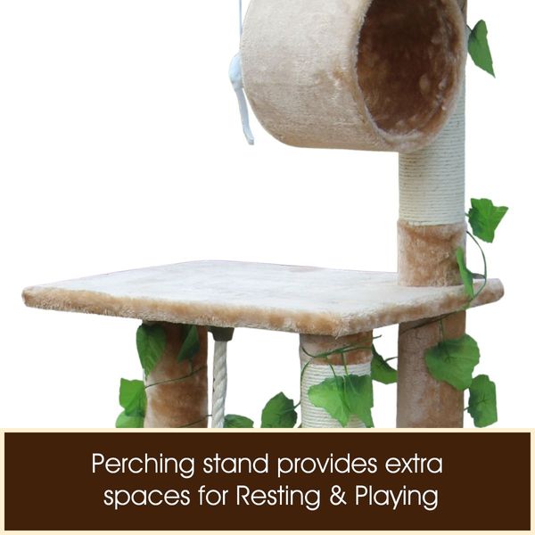 155cm Cat Scratching Post Tree Scratcher Pole Gym House Furniture Multi Level Medium Beige