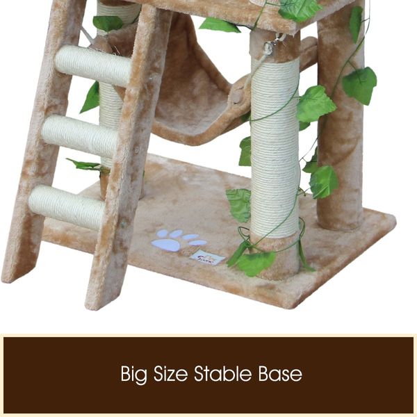 155cm Cat Scratching Post Tree Scratcher Pole Gym House Furniture Multi Level Medium Beige