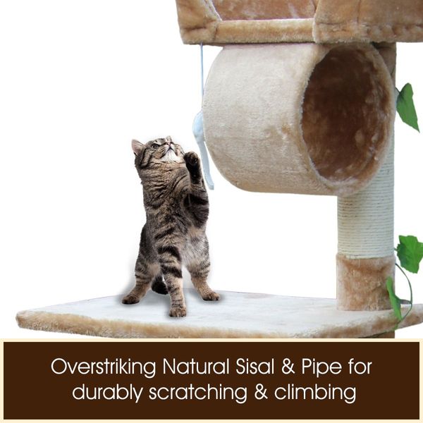 155cm Cat Scratching Post Tree Scratcher Pole Gym House Furniture Multi Level Medium Beige