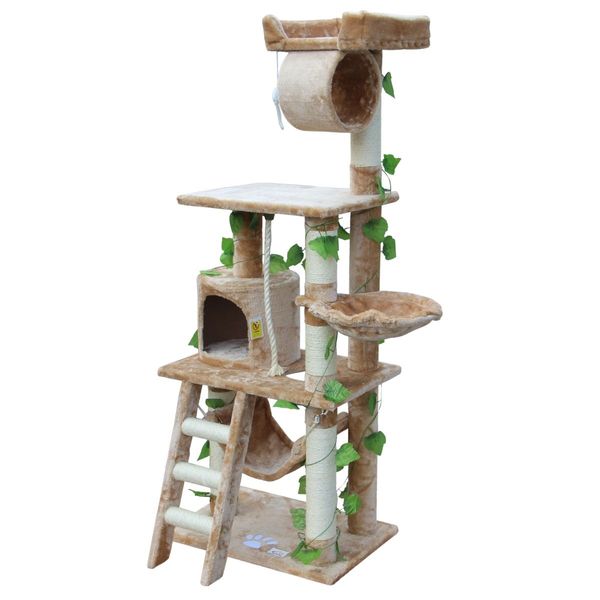 155cm Cat Scratching Post Tree Scratcher Pole Gym House Furniture Multi Level Medium Beige