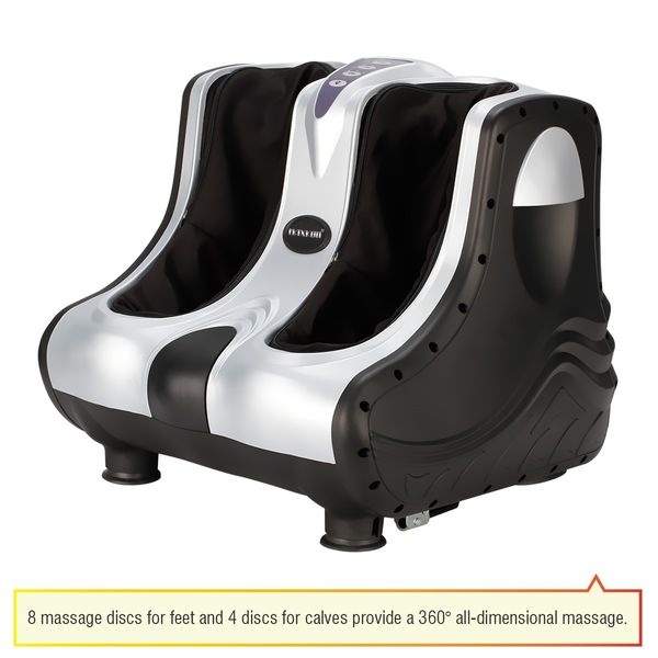 3D Shiatsu Foot Ankle Calf Massager Silver - 4 Motors