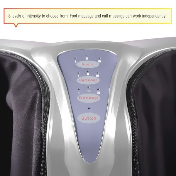 3D Shiatsu Foot Ankle Calf Massager Silver - 4 Motors