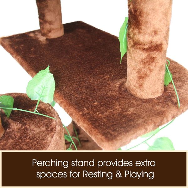 Cat Scratching Tree Condo Climbing Scratcher Posts Poles Tower Modern Pet Play House Furniture Multi Levels 2.1m Tall Brown
