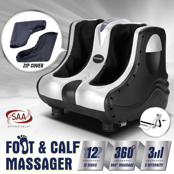 3D Shiatsu Foot Ankle Calf Massager Silver - 4 Motors