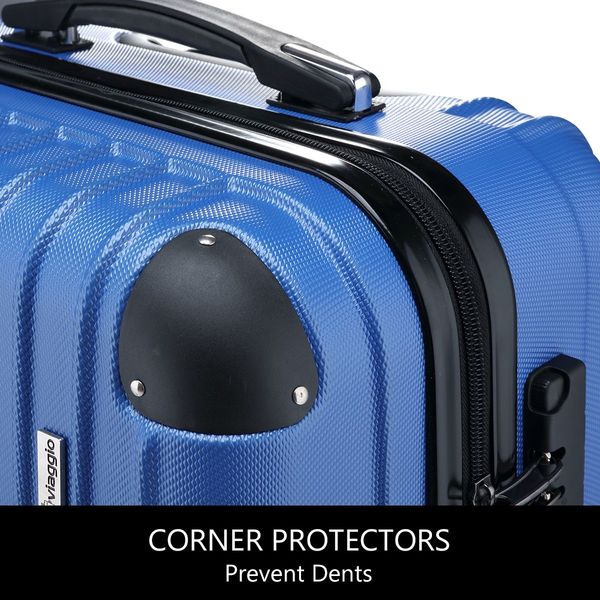 2Pc Hard Shell Luggage Suitcase Set-Blue With TSA Lock