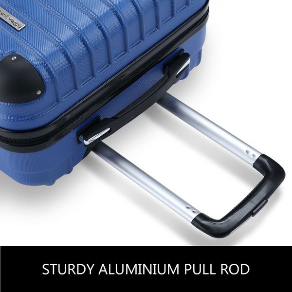 2Pc Hard Shell Luggage Suitcase Set-Blue With TSA Lock