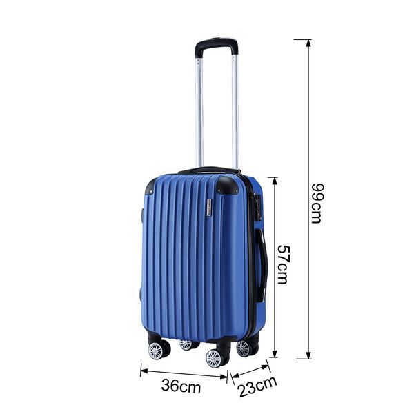 2Pc Hard Shell Luggage Suitcase Set-Blue With TSA Lock