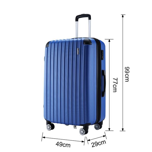 2Pc Hard Shell Luggage Suitcase Set-Blue With TSA Lock